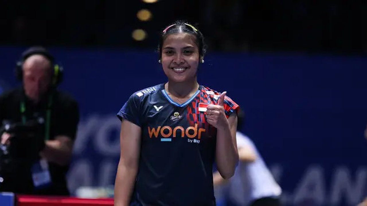 Tunggal putri Indonesia Gregoria Mariska Tunjung menang 21-18 dan 21-17 atas Michelle Li dari Kanada pada babak 32 besar All England 2025 di Utilita Arena Birmingham, B
