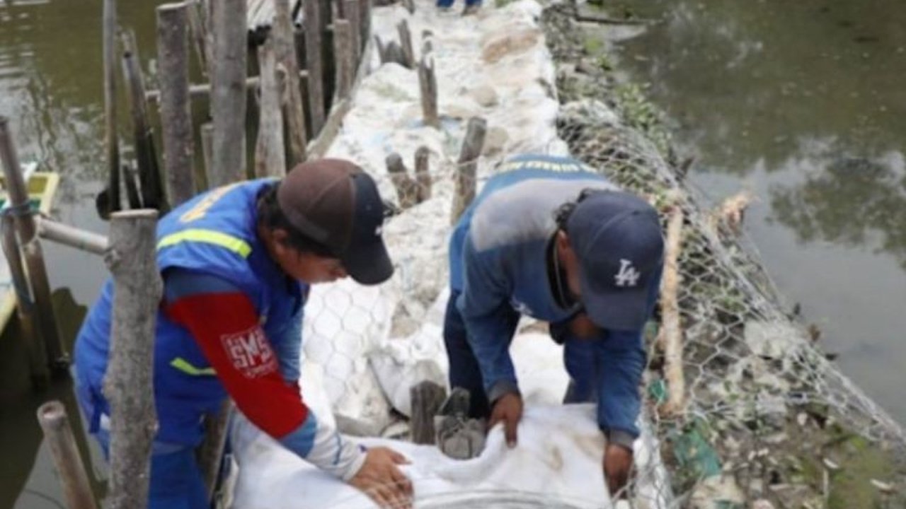 Suku Dinas SDA Jakarta Utara meninggikan tanggul geobag di Marunda untuk mencegah banjir rob yang kerap terjadi, setelah sebelumnya wilayah tersebut terendam rob setinggi 50cm pada Desember 2024.