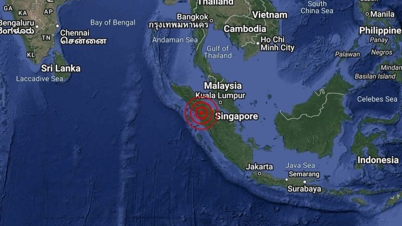 Gempa bumi berkekuatan M 5,1 di pantai barat Sumatera Utara dirasakan hingga pesisir barat Semenanjung Malaysia, termasuk Kuala Lumpur, tanpa menimbulkan tsunami.