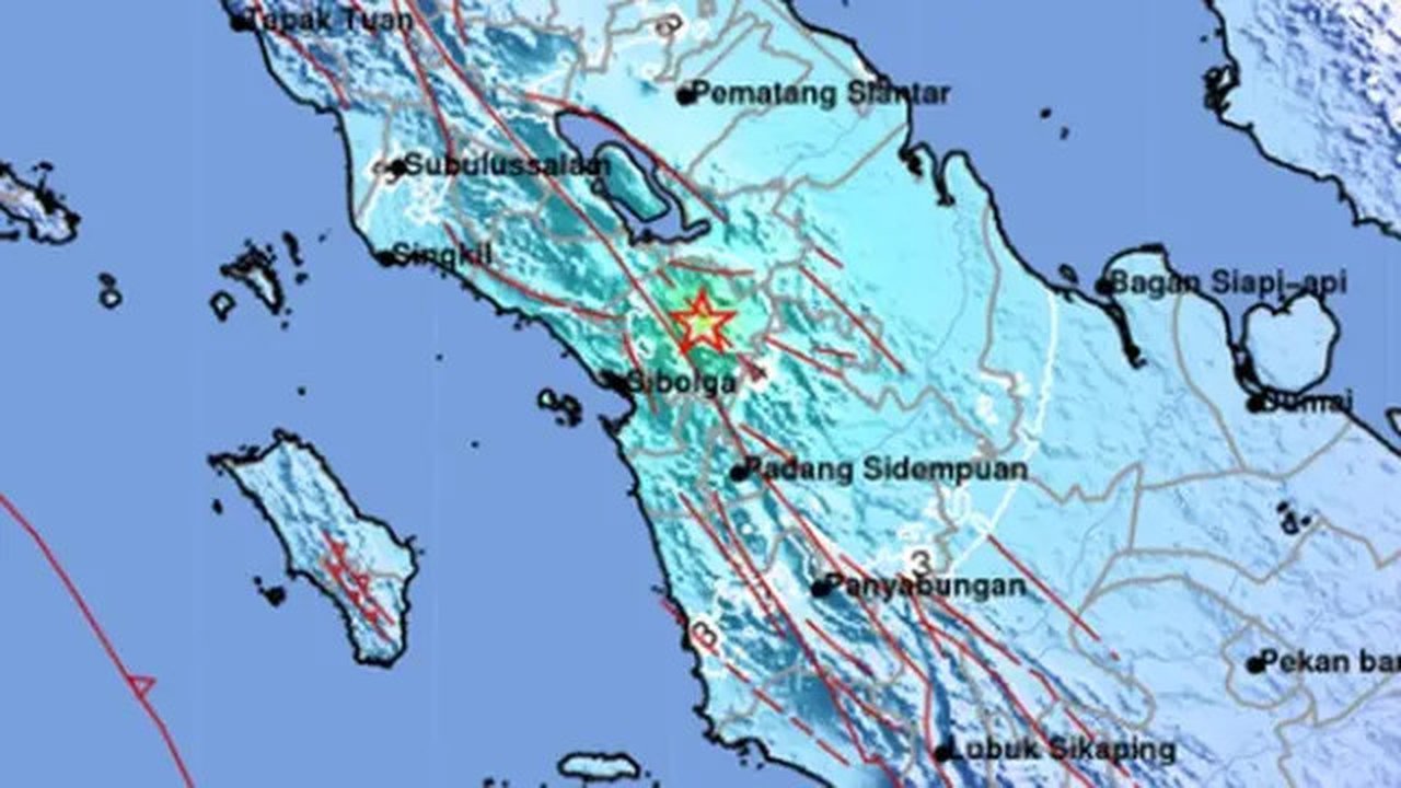 Gempa Magnitudo 5,5 mengguncang wilayah Tapanuli Utara, Sumut, Selasa (18/3/2025). (Liputan6.com/ BMKG)