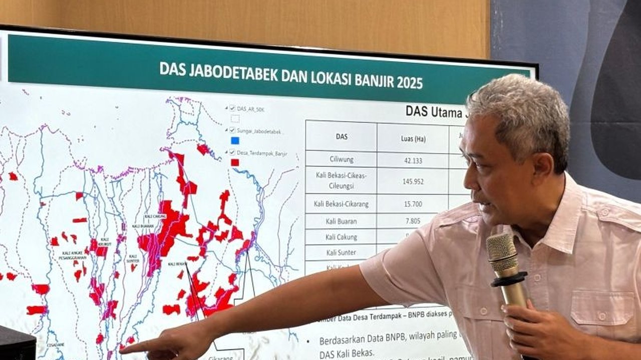 Kementerian Lingkungan Hidup (KLH) mengungkapkan bahwa tutupan vegetasi di Daerah Aliran Sungai (DAS) Bekasi sangat rendah, hanya 3,35 persen, yang berdampak pada peningkatan risiko banjir.