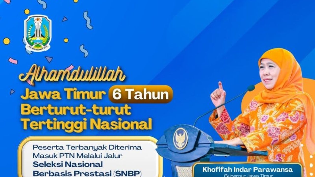 Jawa Timur kembali raih prestasi gemilang dengan jumlah siswa terbanyak yang lolos SNBP 2025, mencapai 27.994 siswa dan menjadi yang tertinggi secara nasional selama enam tahun berturut-turut.