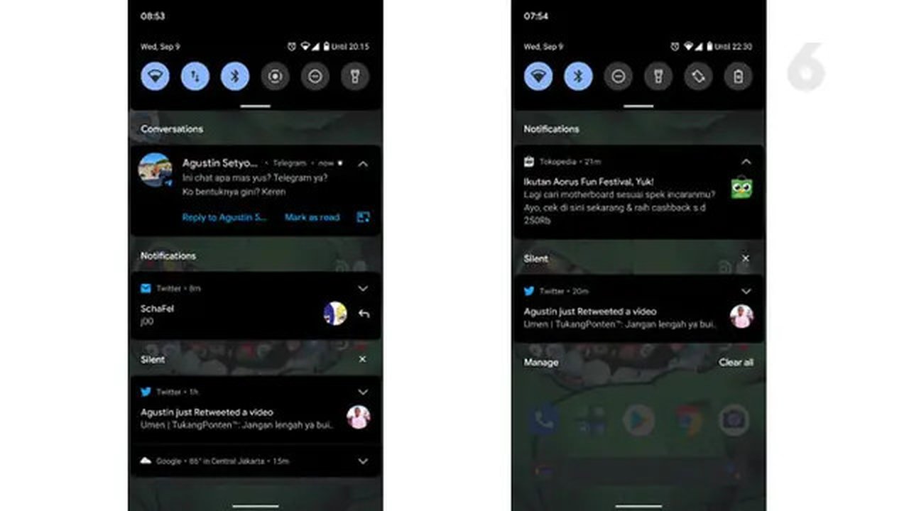 Notifikasi lebih teratur di Android 11. (Liputan6.com/ Yuslianson)