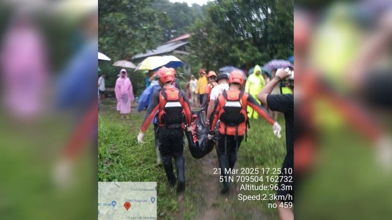 Bencana longsor di Manado mengakibatkan dua warga meninggal tertimbun material longsor dan satu lainnya hanyut terbawa arus Sungai Tondano.