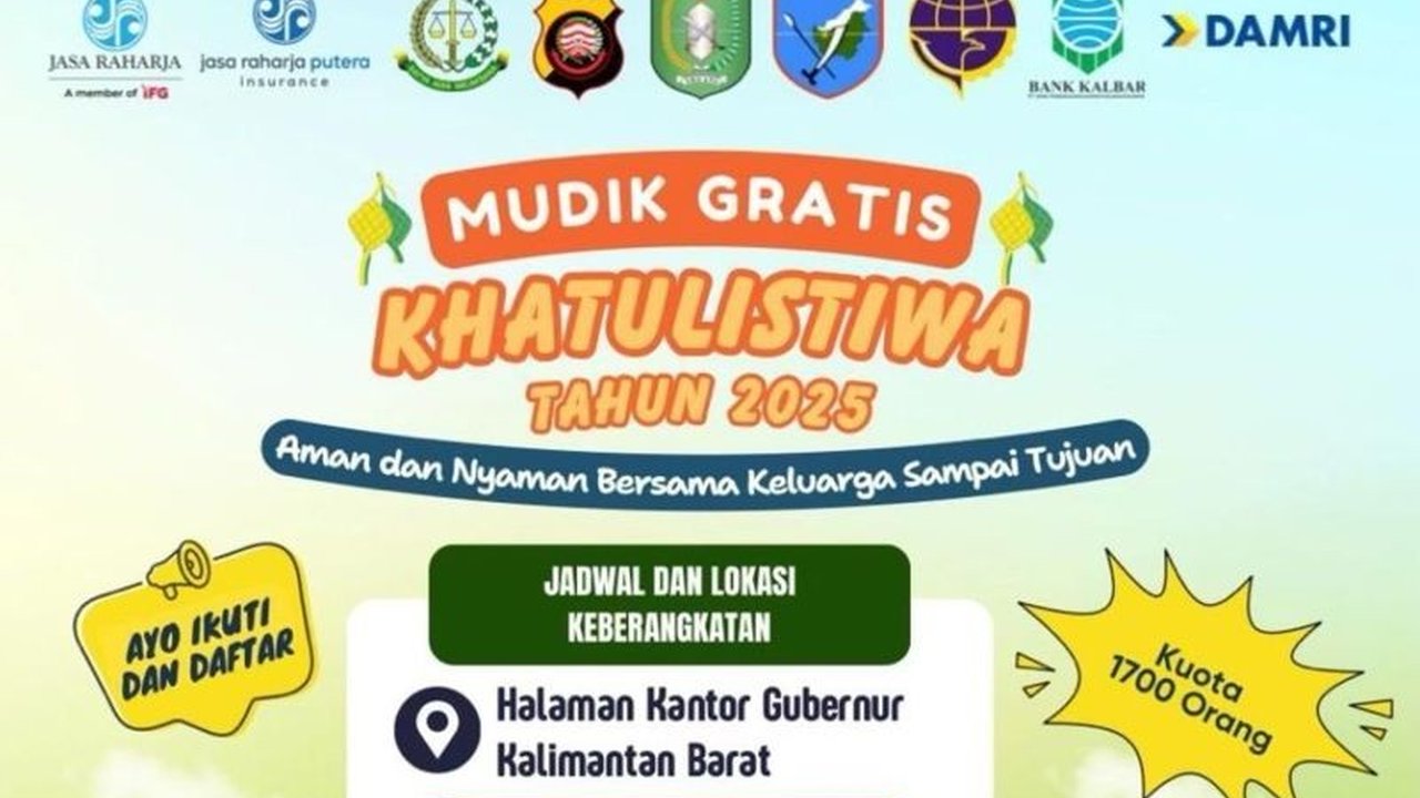 Pemprov Kalbar Fasilitasi 1.700 Tiket Mudik Gratis Jelang Lebaran 2025