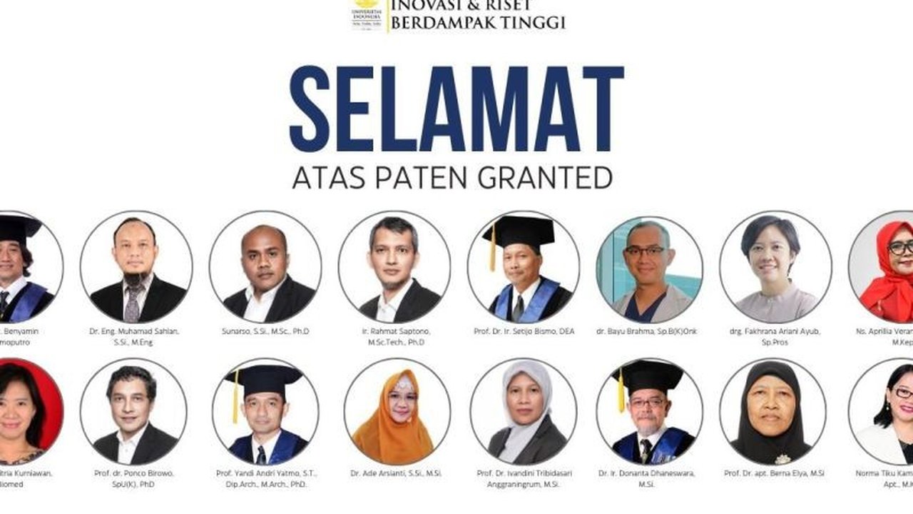 19 Invensi Peneliti UI Raih Paten DJKI: Terobosan di Berbagai Bidang