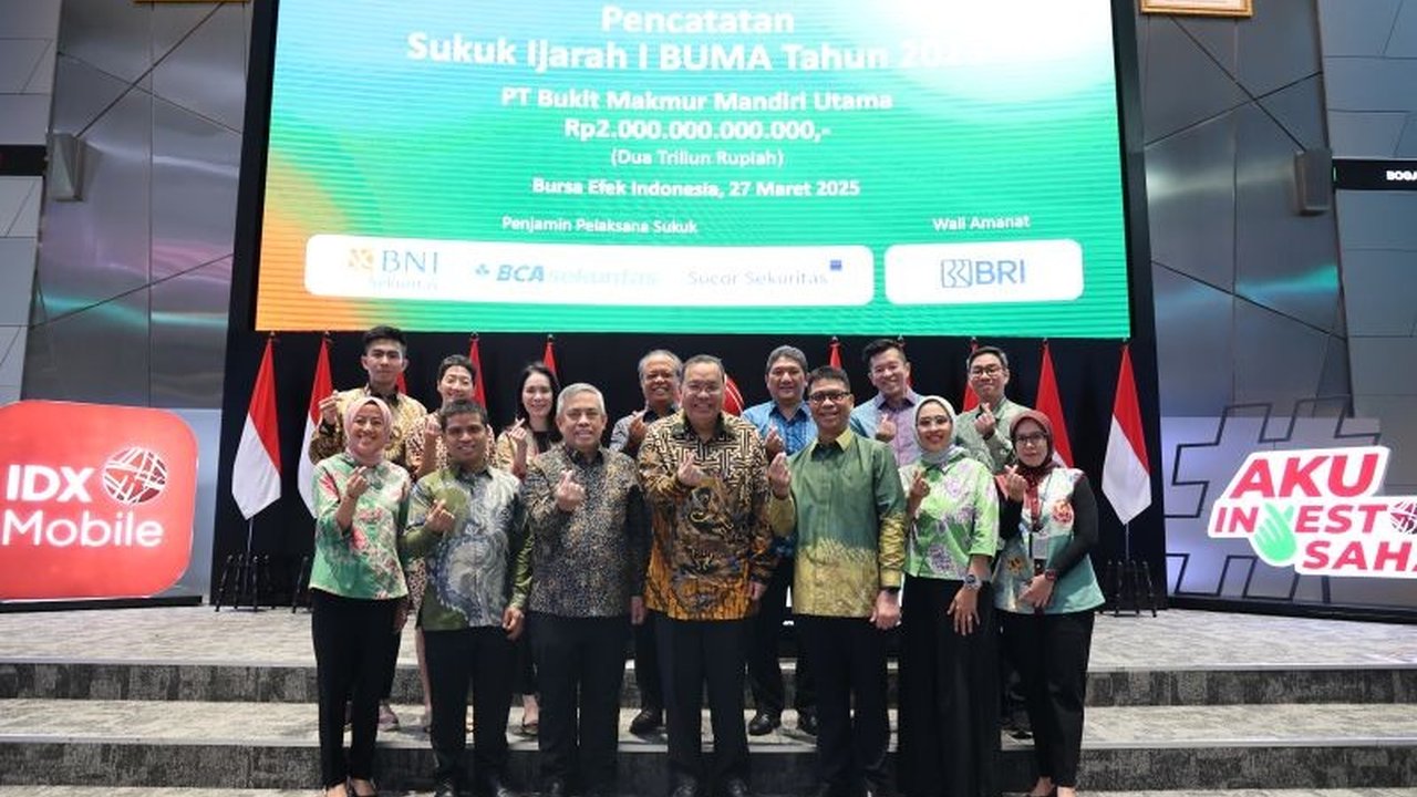 PT Bukit Makmur Mandiri Utama (BUMA) berhasil menerbitkan Sukuk Ijarah I senilai Rp2 triliun di Bursa Efek Indonesia, menunjukkan kepercayaan investor pada stabilitas keuangan perusahaan.