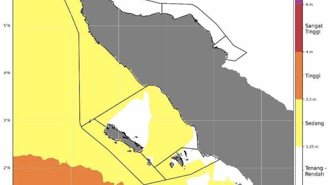 BMKG Aceh memperingatkan potensi gelombang tinggi hingga 4 meter di perairan selatan Simeulue dan beberapa wilayah perairan Aceh lainnya hingga 30 Maret 2025, membahayakan keselamatan pelayaran.