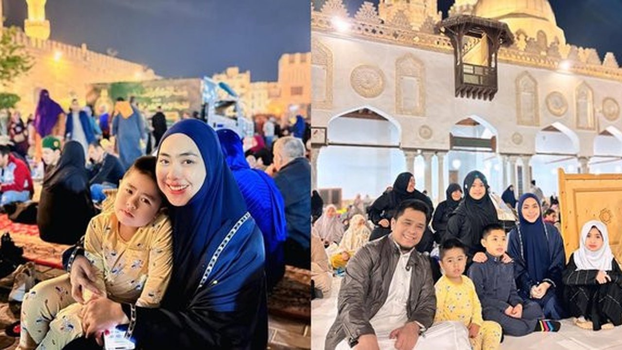 Potret Keluarga Oki Setiana Dewi, Menyambut Malam ke-27 Ramadan di Masjid Al-Azhar Kairo
