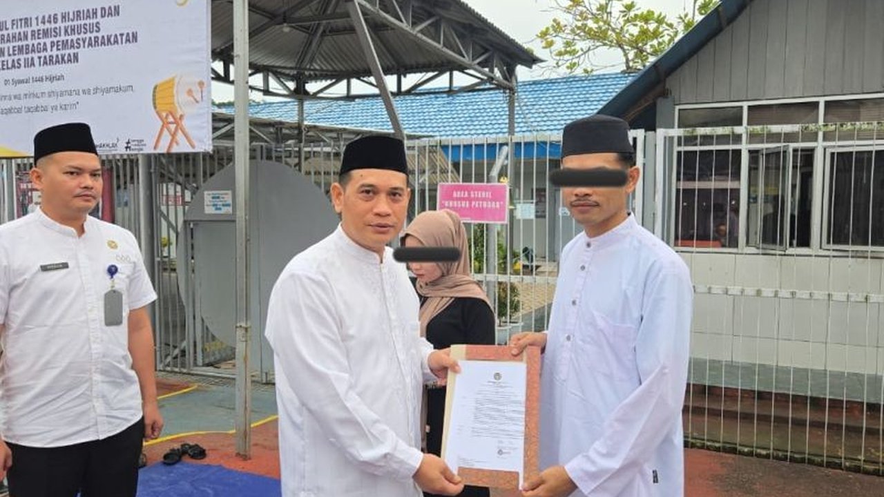 Sebanyak 922 warga binaan Lapas Tarakan menerima remisi Idul Fitri 1446 H; tiga di antaranya langsung bebas setelah memenuhi syarat administratif dan substantif.