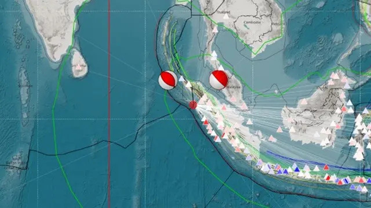 Gempa Magnitudo 6,2 mengguncang wilayah Samudera Hindia Pantai Barat Simeulue, Aceh, Selasa dini hari (8/4/2025). (Liputan6.com/ Dok BMKG)