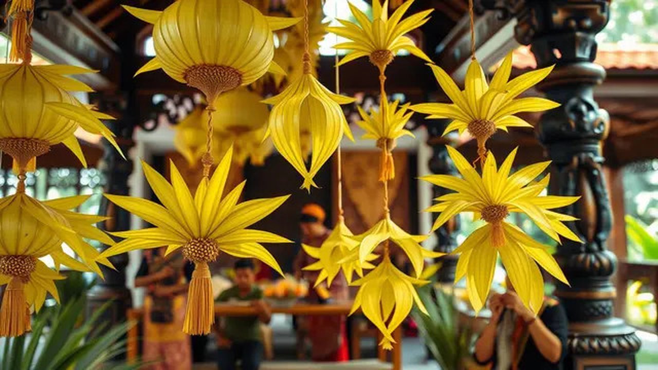 janur kuning adalah Ilustrasi dibuat Stable Diffusion