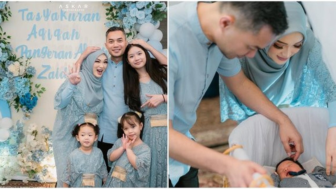 4 Potret Zaskia Gotik Kompak Bareng Keluarga Saat Aqiqah Anak, Ini Detail Nuansa Birunya