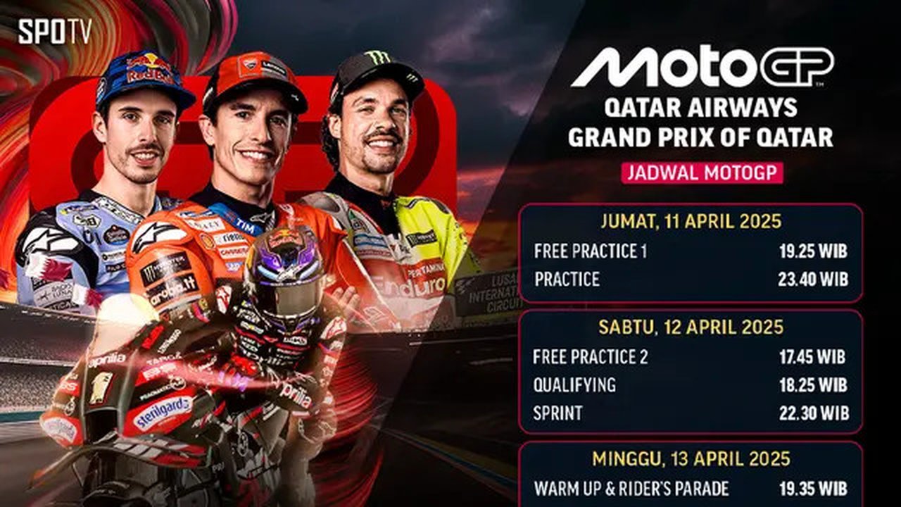 Jadwal live streaming MotoGP 2025 - Qatar Airways Grand Prix of Qatar di Vidio. Saksikan aksi dari para rider dunia di ajang MotoGP 2025 Qatar Airways Grand Prix of Qatar hanya di layanan OTT