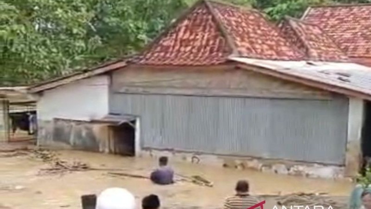 Hujan deras dan jebolnya tanggul sungai menyebabkan banjir di Desa Palengaan Daja dan Desa Rombuh, Pamekasan, Jawa Timur, merendam rumah warga hingga 1,5 meter.
