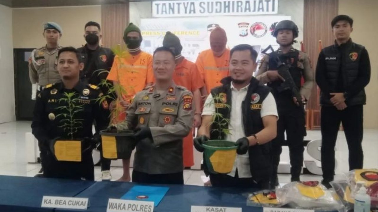 Polres Bengkalis menangkap seorang pria berinisial NA yang menanam delapan pot ganja di rumahnya atas suruhan seseorang yang kini masuk Daftar Pencarian Orang (DPO).