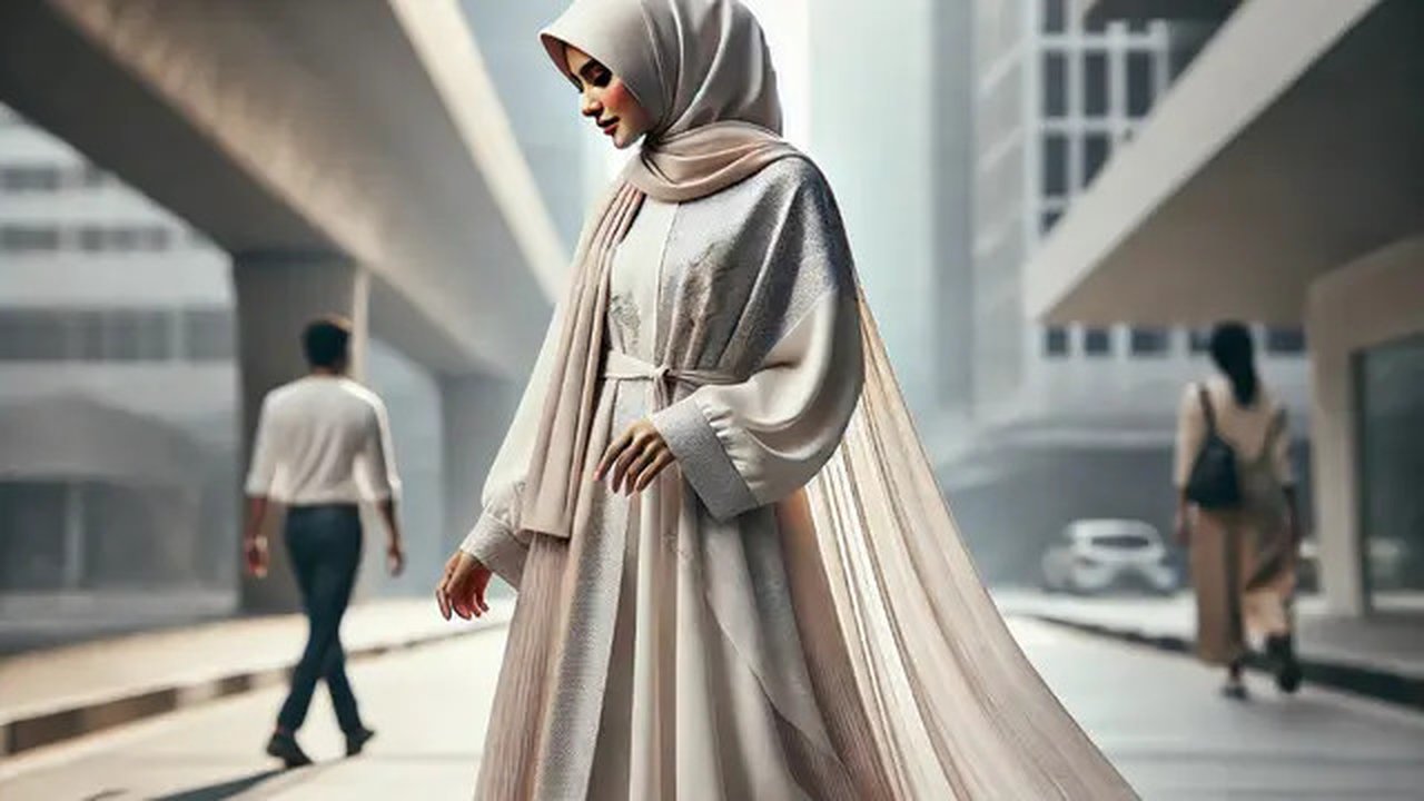 Ilustrasi gamis modern 2025 (Foto: Rizka Nur Laily via ChatGPT)