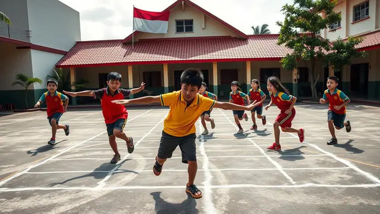 cara memainkan gobak sodor Ilustrasi dibuat Stable Diffusion