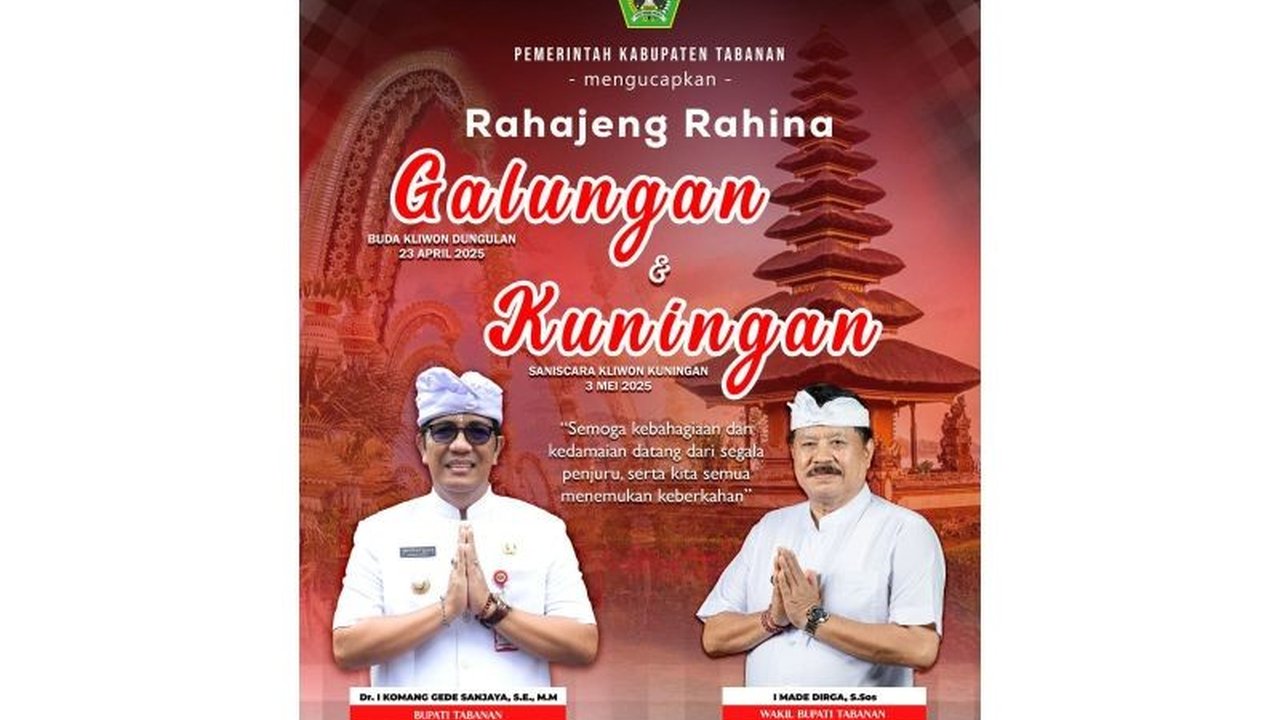 Bupati Tabanan Ajak Umat Hindu Tingkatkan Bhakti di Hari Raya Galungan