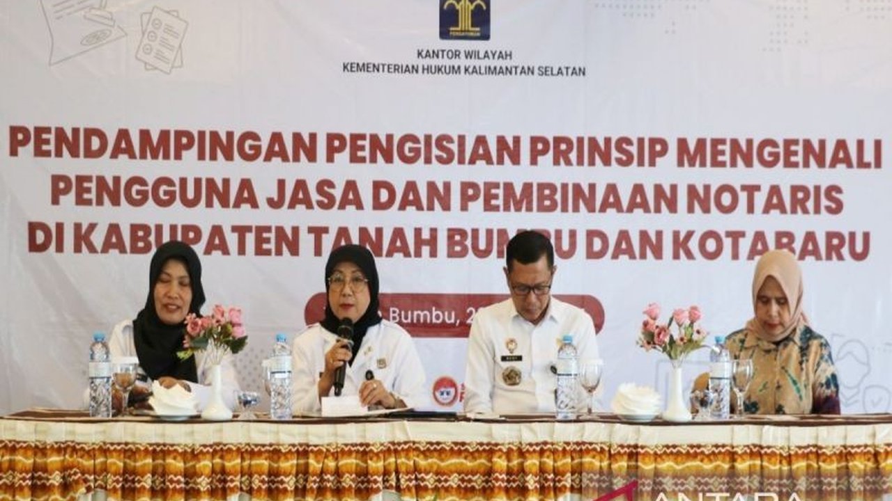 Kementerian Hukum dan HAM (Kemenkumham) Kalsel mengadakan pembinaan dan pendampingan pengisian prinsip mengenali pengguna jasa (PMPJ) bagi 26 notaris di Tanah Bumbu dan Kotabaru untuk memperkuat integritas profesi dan sistem hukum nasional.