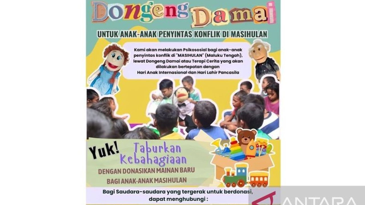 Rumah Dongeng Damai membuka donasi untuk pemulihan psikososial anak-anak penyintas konflik antarwarga di Masihulan, Maluku, bekerja sama dengan berbagai organisasi.