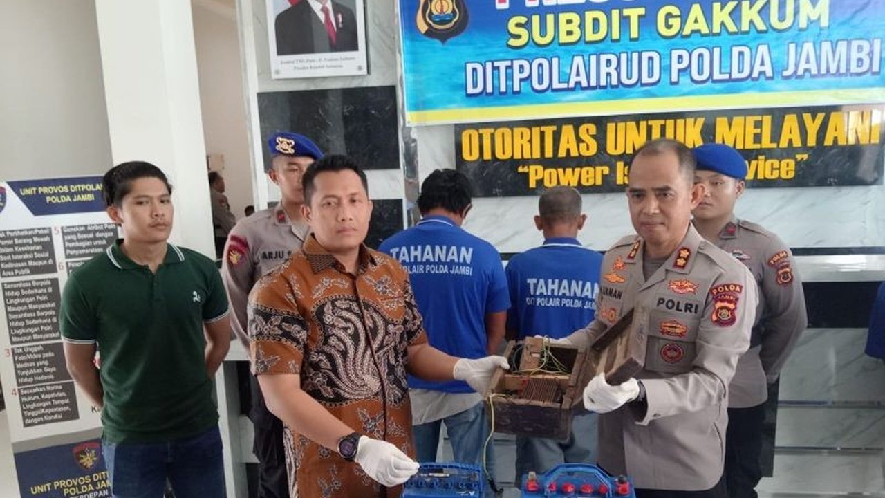Ditpolairud Polda Jambi Tangkap Pelaku Illegal Fishing di Sungai Batanghari