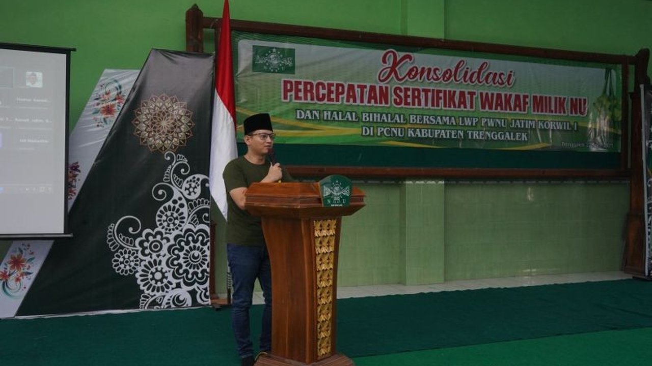 Bupati Trenggalek, Mochamad Nur Arifin, mendukung penuh percepatan sertifikasi aset wakaf NU, memanfaatkan momentum kepemimpinan Menteri ATR/BPN dari kader NU.