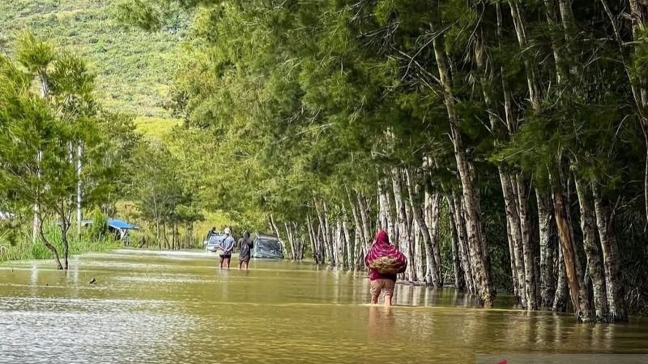 Banjir dan longsor menerjang Jayawijaya, Papua Pegunungan, menyebabkan ribuan kepala keluarga terdampak dan pemerintah setempat menetapkan status tanggap darurat.