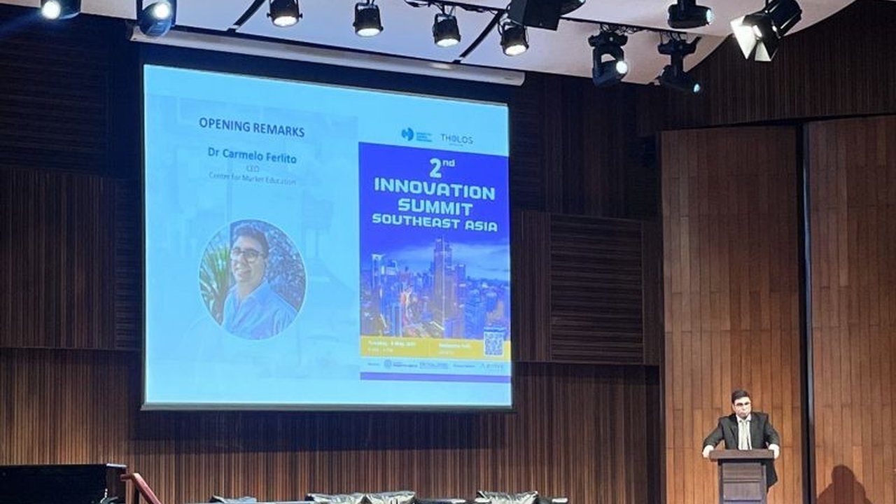 CEO CME, Carmelo Ferlito, ungkap tiga elemen kunci inovasi yaitu adopsi pasar, kerangka kelembagaan, dan pendidikan humaniora untuk berpikir kritis, kunci perubahan ekonomi.