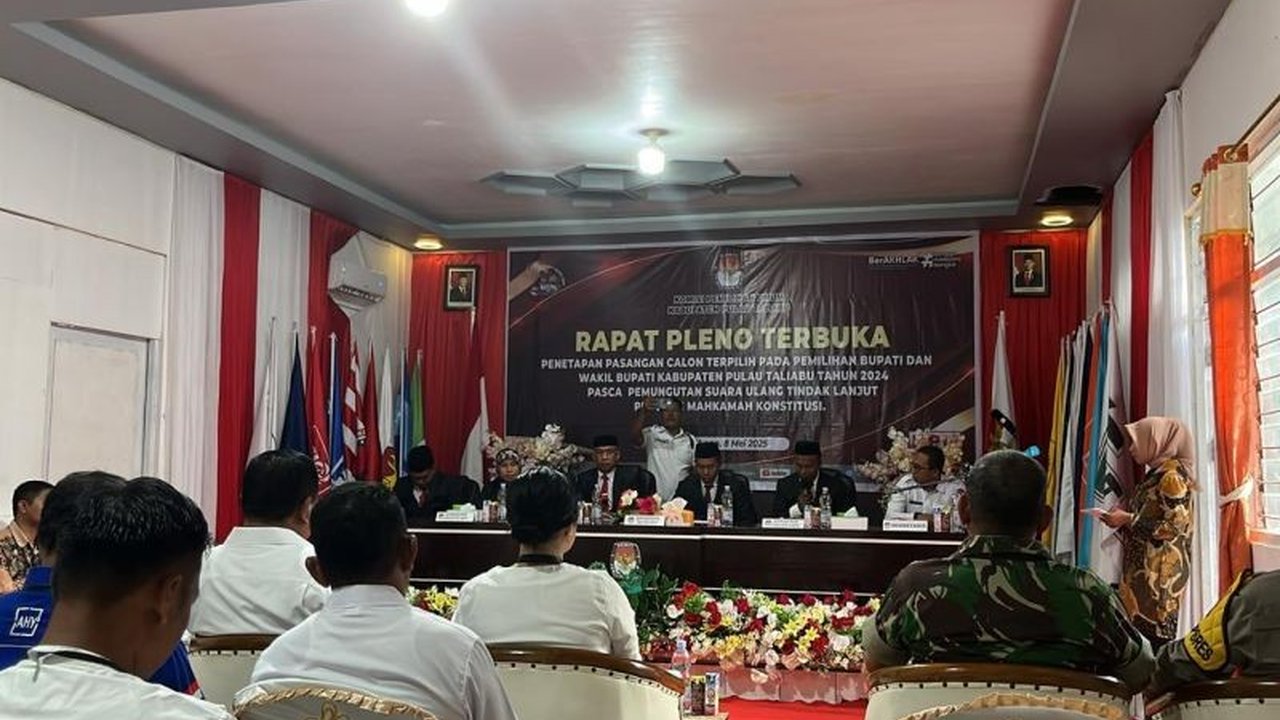 KPU Taliabu tetapkan Salsabila L. Widya Mus dan La Ode Yasir sebagai pemenang Pilkada Taliabu 2025 setelah MK menolak gugatan pasangan calon lainnya.