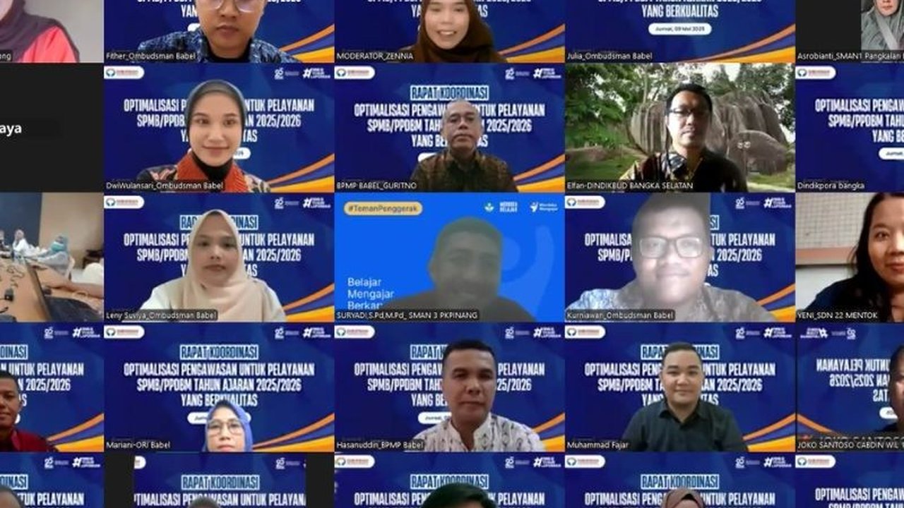 Ombudsman Babel bersama 594 instansi se-Babel gelar rakor pengawasan untuk mencegah maladministrasi dalam pelaksanaan SPMB/PPDBM tahun ajaran 2025/2026,  fokus mitigasi temuan PPDB tahun lalu.