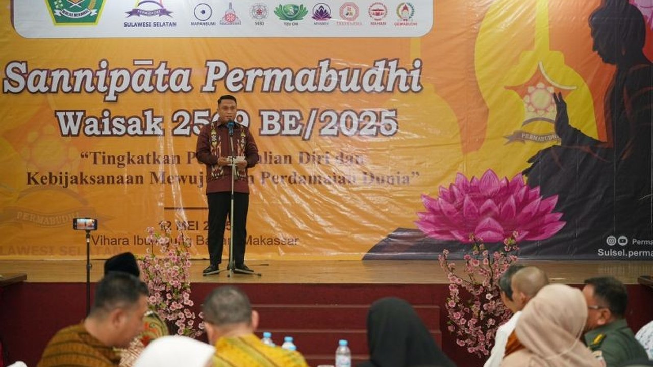 Pemerintah Provinsi Sulawesi Selatan mengajak umat Buddha menjaga toleransi dan persatuan dalam perayaan Sannipata Permabudhi Waisak 2569 BE/2025, menekankan pentingnya peran agama dalam pembangunan karakter bangsa.