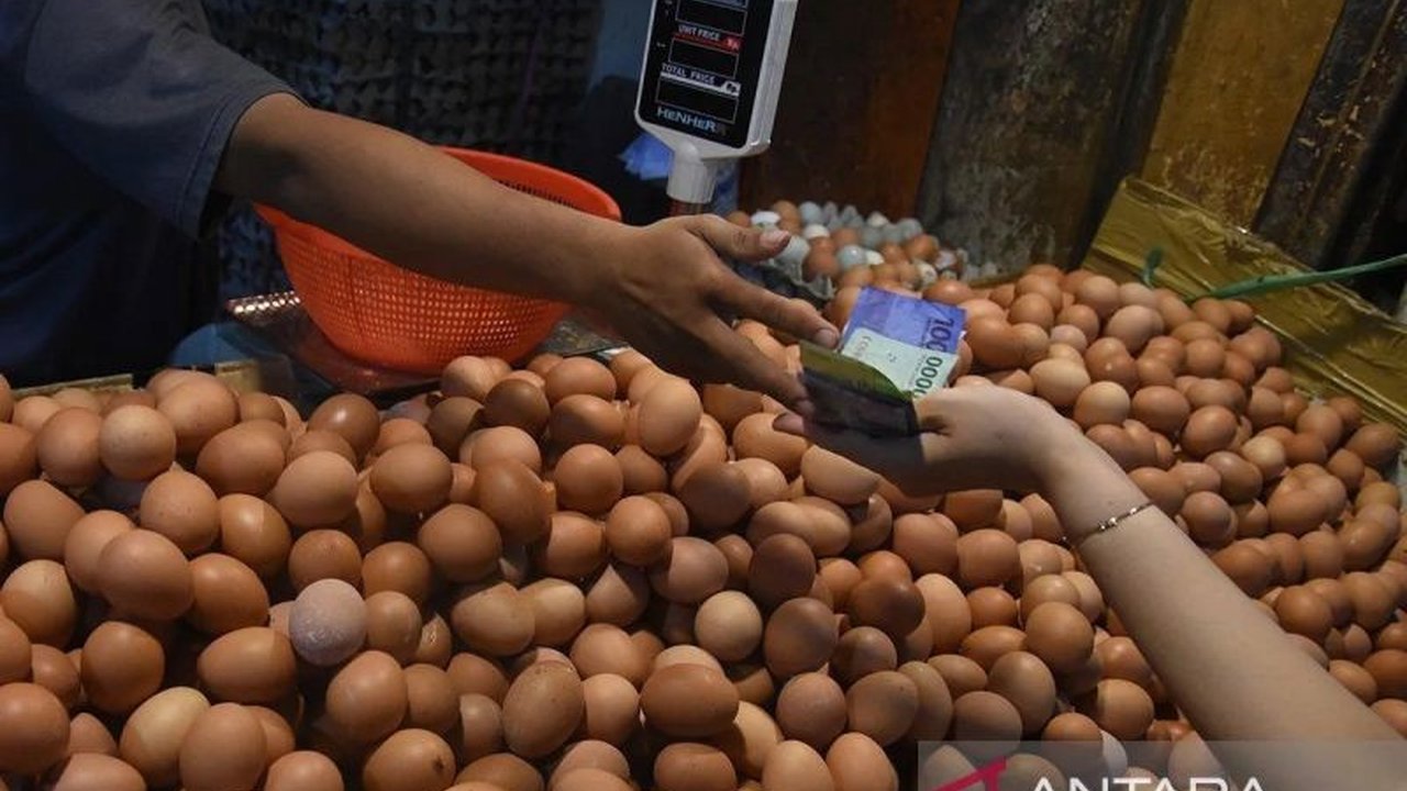 Bapanas mencatat harga telur ayam ras di tingkat konsumen Rp29.018 per kg, sementara bawang merah turun menjadi Rp37.800 per kg.