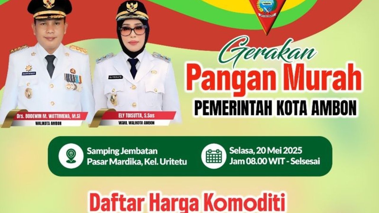 Pemkot Ambon kembali menggelar Gerakan Pangan Murah (GPM) di berbagai lokasi untuk menjaga stabilitas harga dan pasokan bahan pangan.