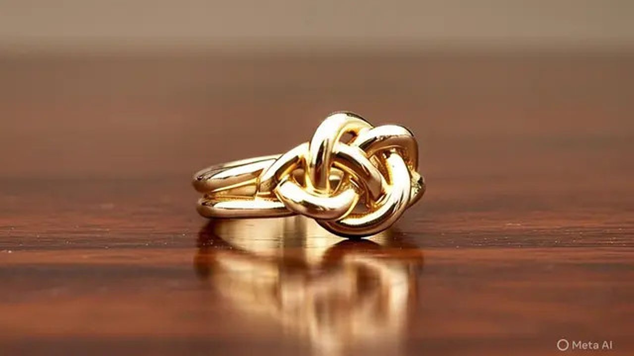 Cincin Emas dengan Tali Simpul (Liputan6.com/MetaAi)