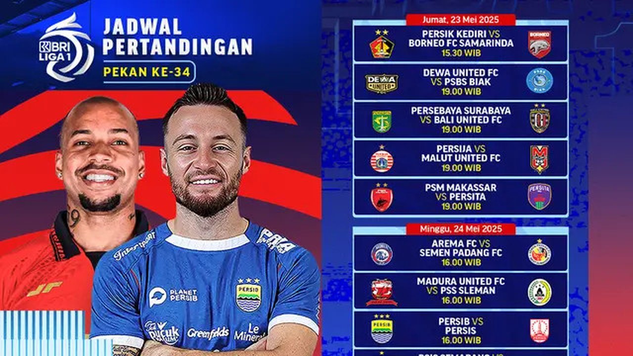 BRI Liga 1 Pekan ke-34 2024/25 (Sumber: Dok. Vidio)