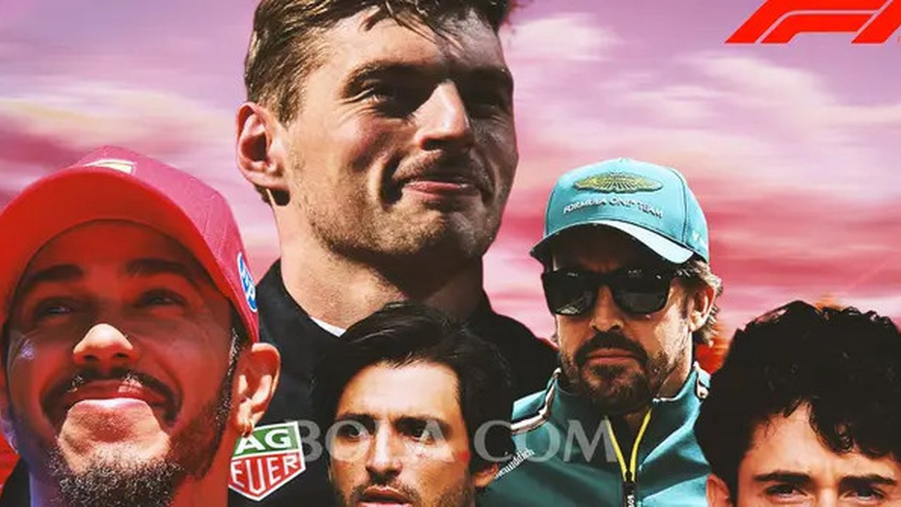 F1 - Ilustrasi Pembalap F1 2025: Lewis Hamilton, Max Verstappen, Carlos Sainz, Fernando Alonso, Charles Leclerc (Bola.com/Adreanus Titus)