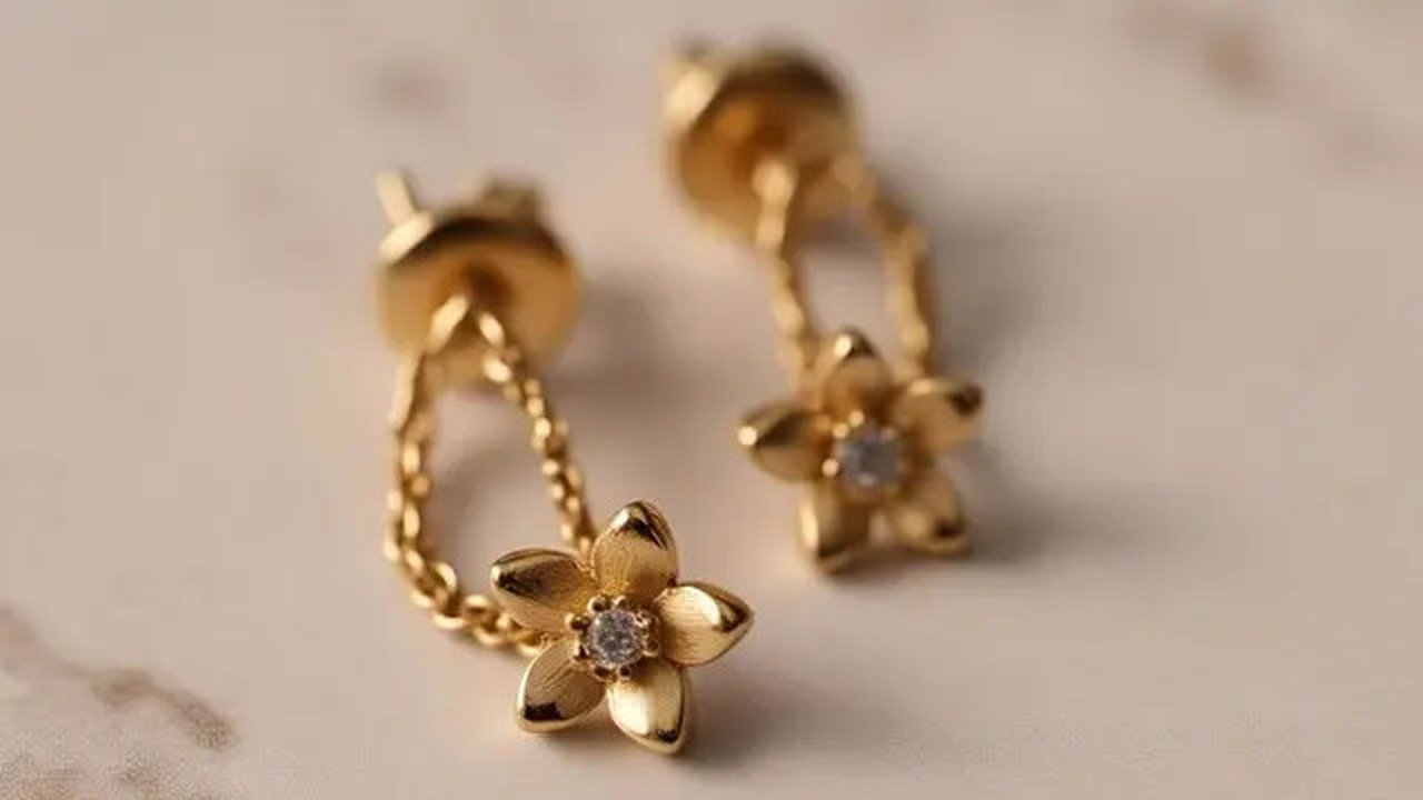 Anting Emas Motif Bunga/AI