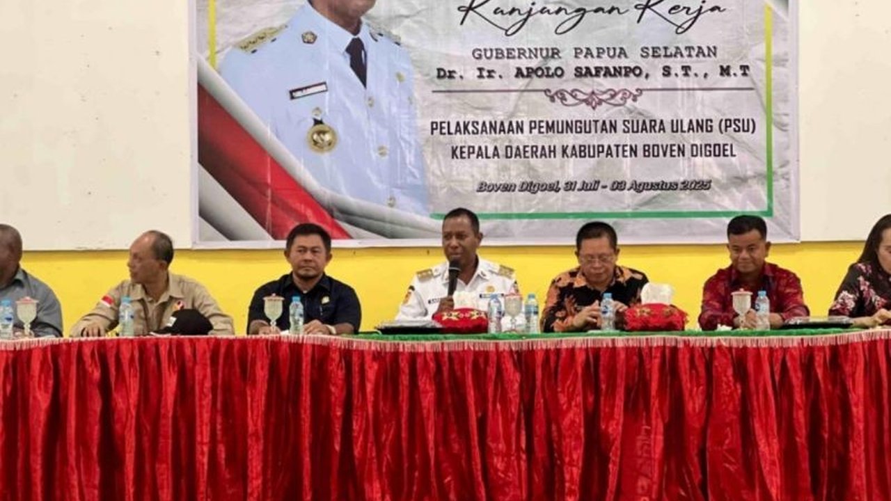 Pemprov Papua Selatan bersama Forkopimda mengecek kesiapan Pemungutan Suara Ulang (PSU) Pilkada Boven Digoel yang akan digelar pada 6 Agustus 2025, memastikan kelancaran proses demokrasi pasca-putusan MK.