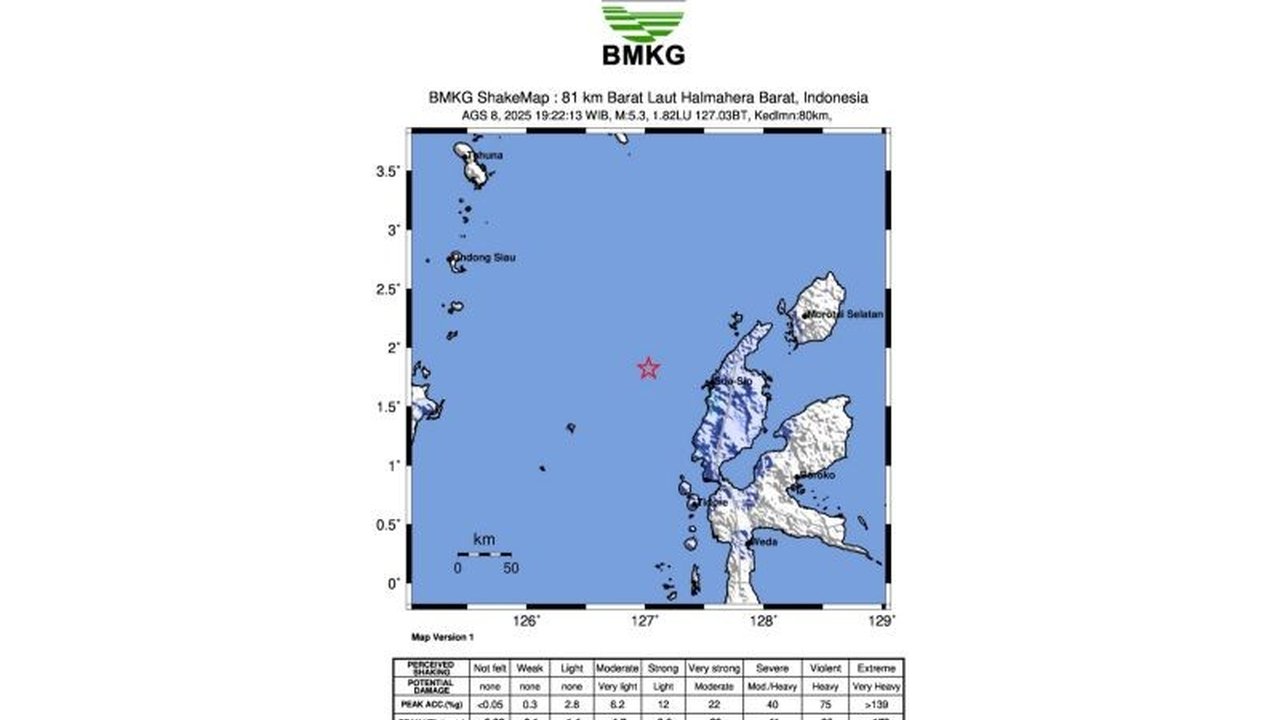 BMKG mengungkap gempa 5,4 magnitudo yang mengguncang Halmahera Barat disebabkan oleh deformasi batuan lempeng Laut Maluku. Apakah ada potensi tsunami?