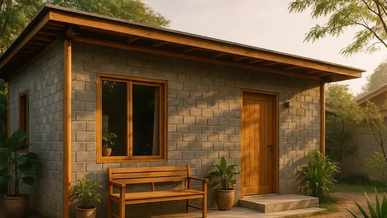 Rumah Sederhana dari Bambu dan Batako (created by AI)