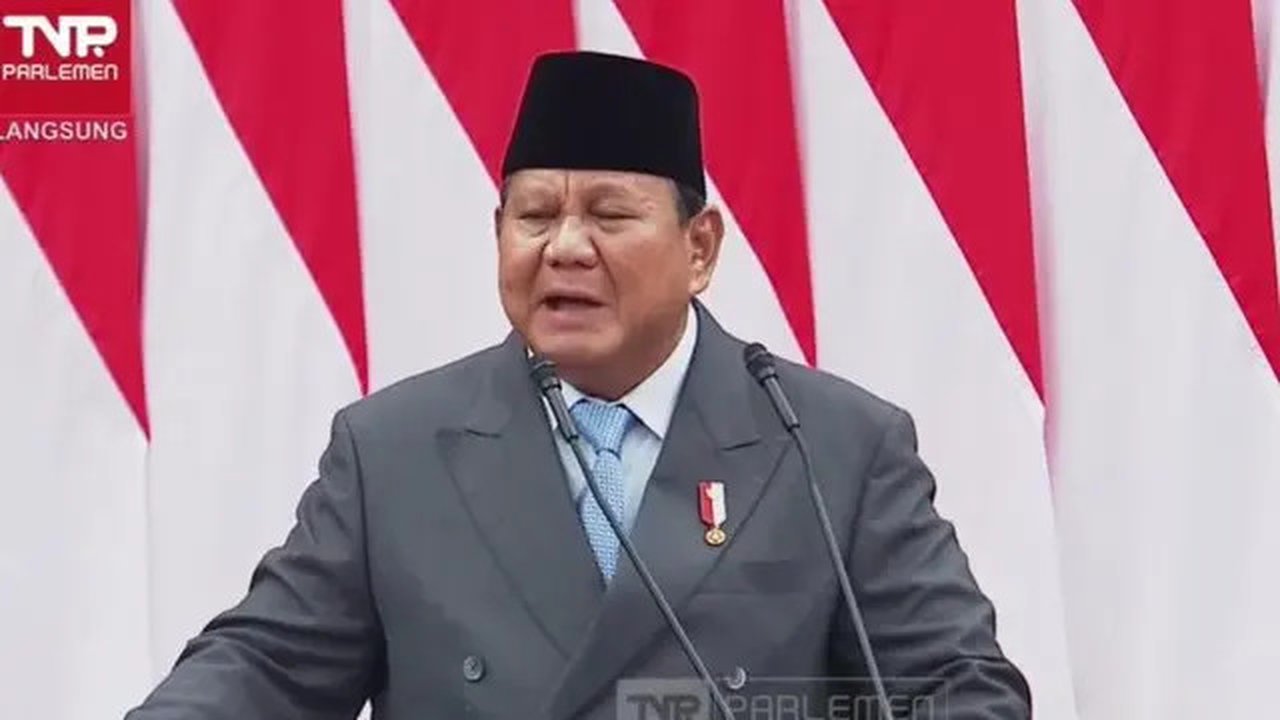Presiden Prabowo Subianto dalam pidato kenegaraan dalam rangka penyampaian pengantar/keterangan atas RUU tentang APBN tahun Anggaran 2026 beserta nota keuangan dan dokumen pendukungnya di ged