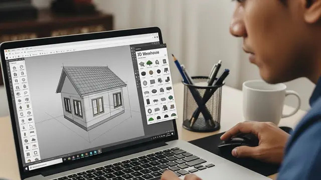 Bikin Desain Rumah Sederhana 3D Warehouse. Foto: Gemini