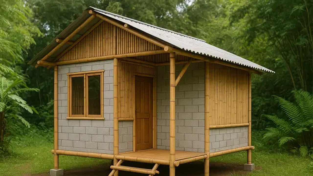 7 Model Rumah Kecil Tapi Cantik 3x6 Meter dari Bambu dan Batako, Tampilan Estetik, Hemat Biaya dan Ramah Lingkungan (sumber:AI)