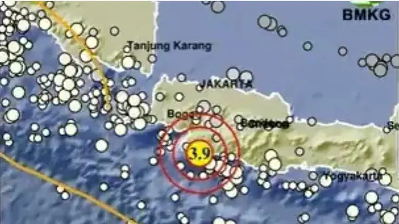 Titik Gempa M3,9 di Kabupaten Sukabumi (Foto: Tangkapan Layar Akun X BMKG)