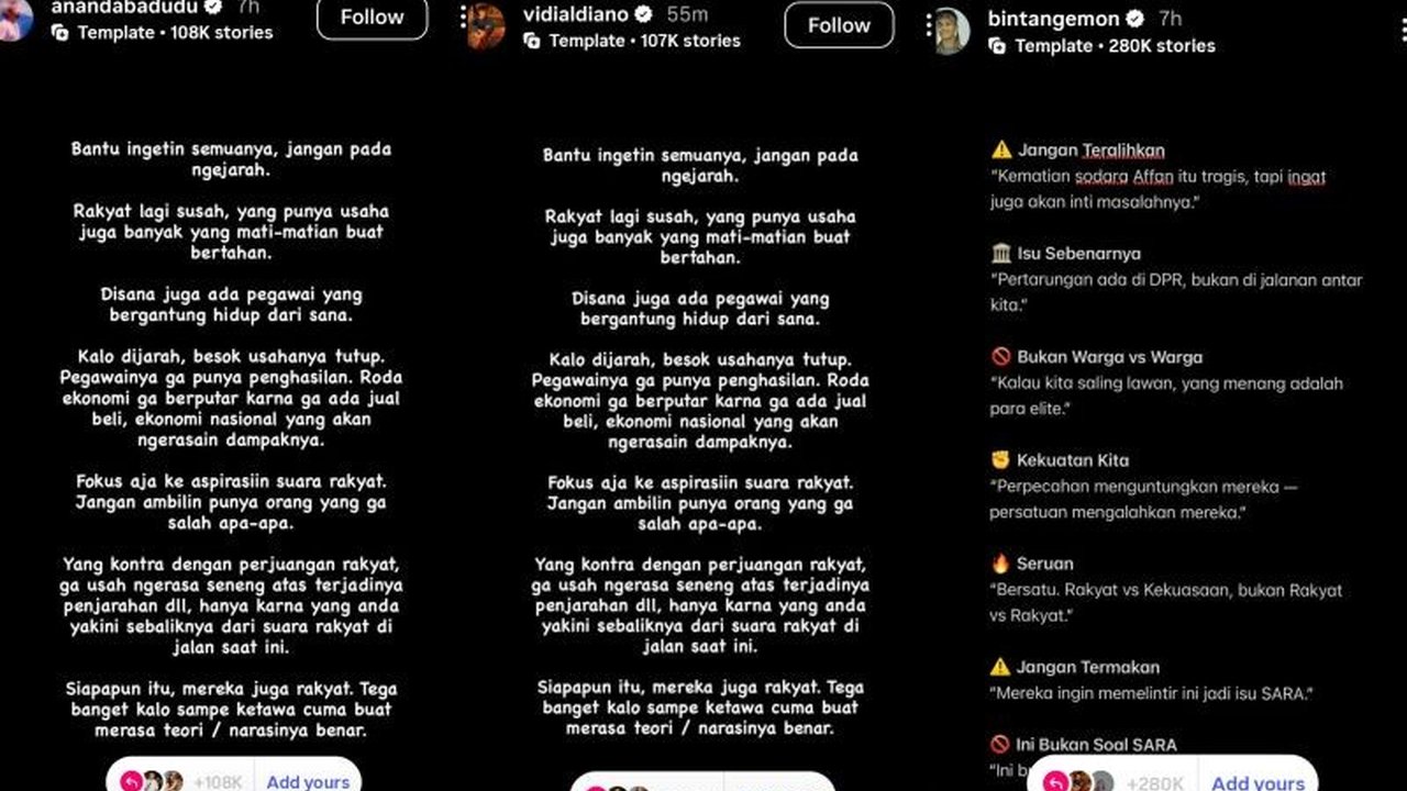 Sejumlah musisi ternama, termasuk Vidi Aldiano dan Ananda Badudu, kompak menyuarakan pesan musisi demo agar massa tetap kondusif dan menghindari penjarahan. Apa alasan di balik seruan ini?