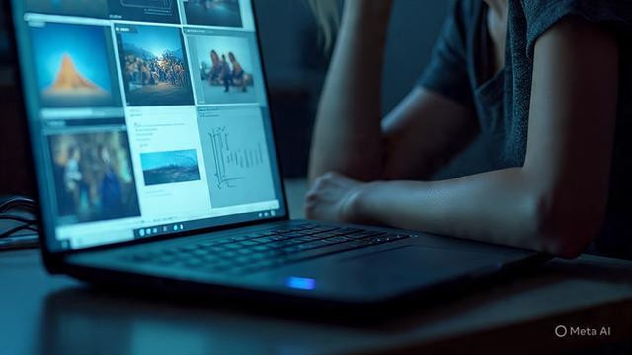 Ilustrasi Taylor Swift depresi di depan laptop. Oleh Matahari Kartika Purusakara/Liputan6.com