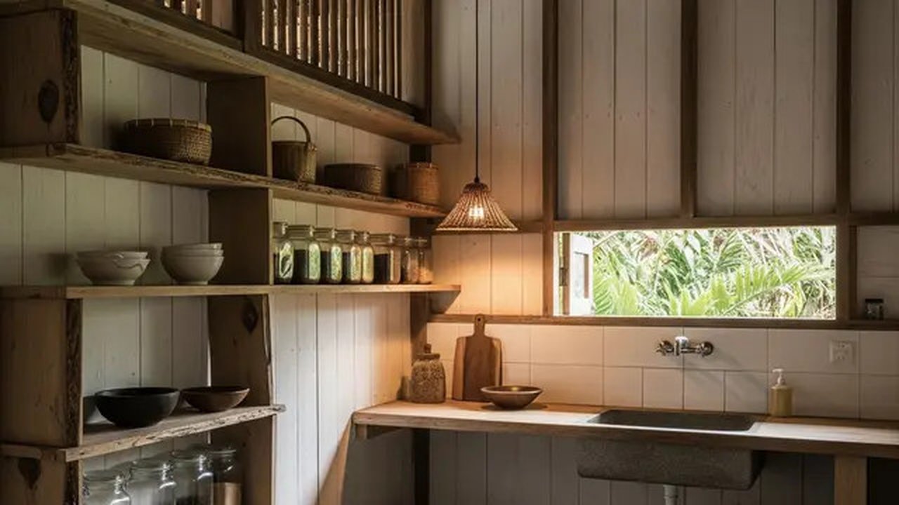 Dapur Serba Minimalis Minim Perabot di Rumah Kampung. (Foto: Gemini AI)