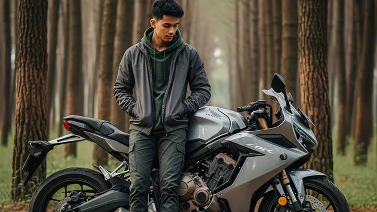 Ilustrasi foto pria dan motor super keren. Foto: Gemini