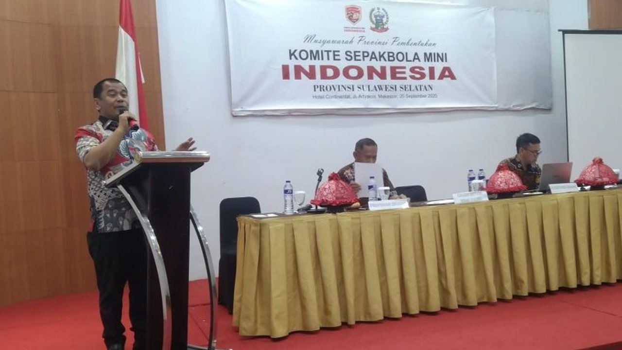 Pengurus Provinsi Komite Sepak Bola Mini Indonesia (KSMI Sulsel) resmi terbentuk, menunjuk Rahman Pina sebagai Ketua periode 2025-2029, siap kembangkan potensi Mini Soccer di Sulsel.